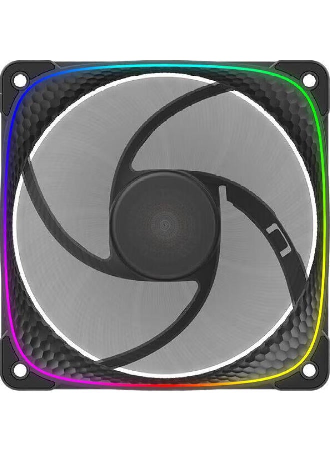 Geometricfuture (Geometricfuture) Pc Case Cooling Fan Dragon Scale 2503R Reverse Blade Fan Black Argb Mystic Light Sync/Pwm Control Single Pack - Image 1