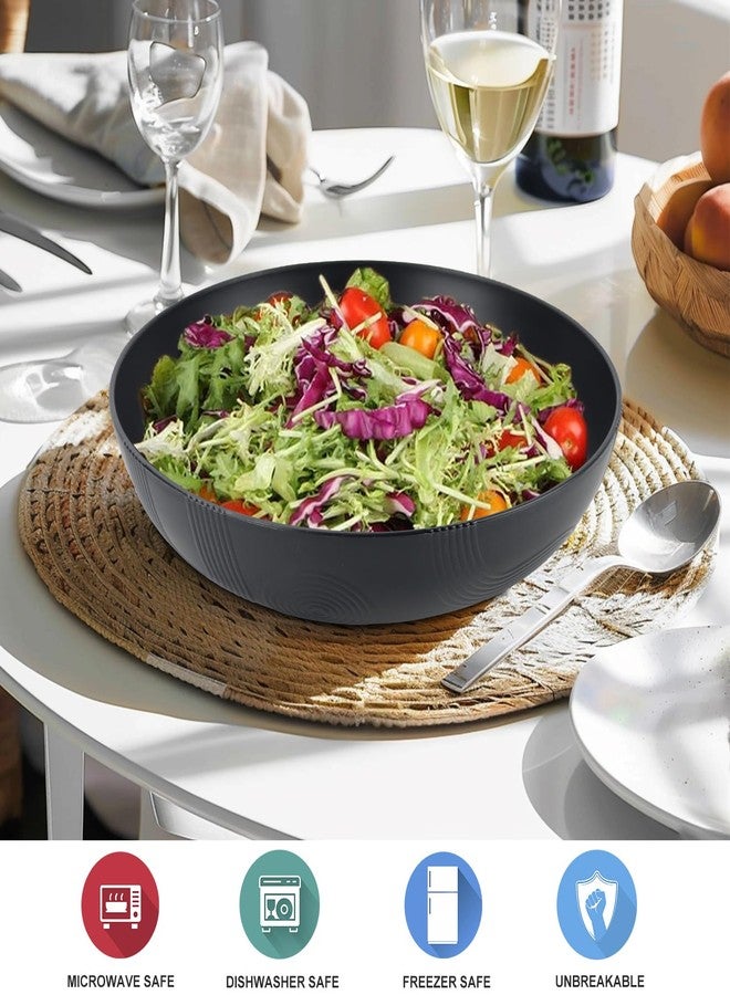 Wrova Large salad bowls,65oz Salad bowls set of 2,Unbreakable Plastic bowls Microwave & Dishwasher Safe Bowls,Wheat Straw Serving Bowls for Salad, Cereal, Fruit, Dishwasher Safe.Black - Image 5