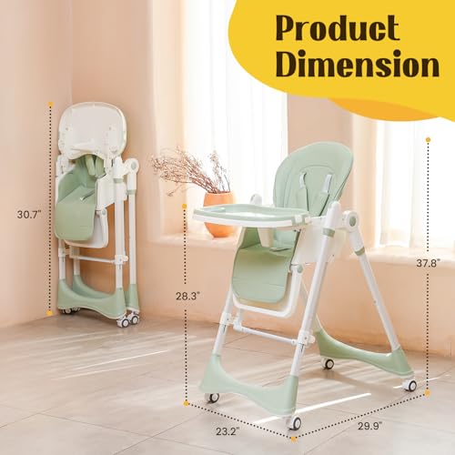 FAHKNS 6-in-1 High Chair with Rocker | Convertible Baby High Chair for Newborn to Toddler | Easy-Clean, Foldable & Adjustable with Removable Tray, Sparrow Lake Green - Image 5