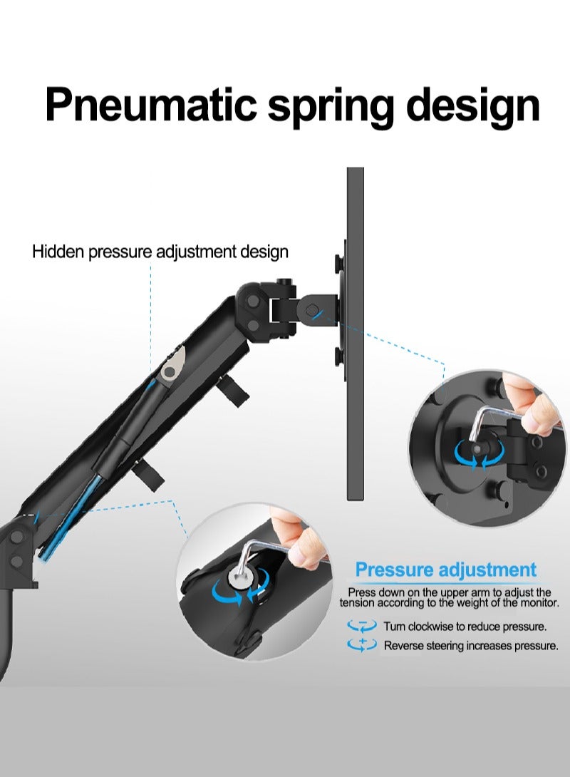 FlashHawk Full Motion Single Monitor Arm Stand for 17-32 inch Flat/Curved/Ultrawide Monitor Desk with C-clamp and Grommet Option - Image 4