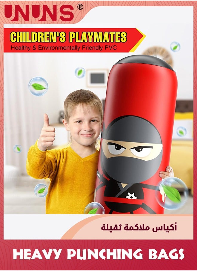 UNUNS Inflatable Kids Punching Bag,Inflatable Boxing Karate Gifts For Boys Girls,Boxing Bag For Immediate Bounce Back For Practicing Karate Taekwondo,Beginner Heavy Sandbag,Reduce Pressure Stress,1.65M Red  - Image 3