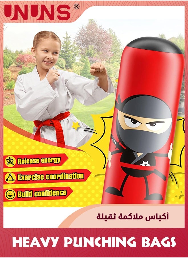 UNUNS Inflatable Kids Punching Bag,Inflatable Boxing Karate Gifts For Boys Girls,Boxing Bag For Immediate Bounce Back For Practicing Karate Taekwondo,Beginner Heavy Sandbag,Reduce Pressure Stress,1.65M Red  - Image 5