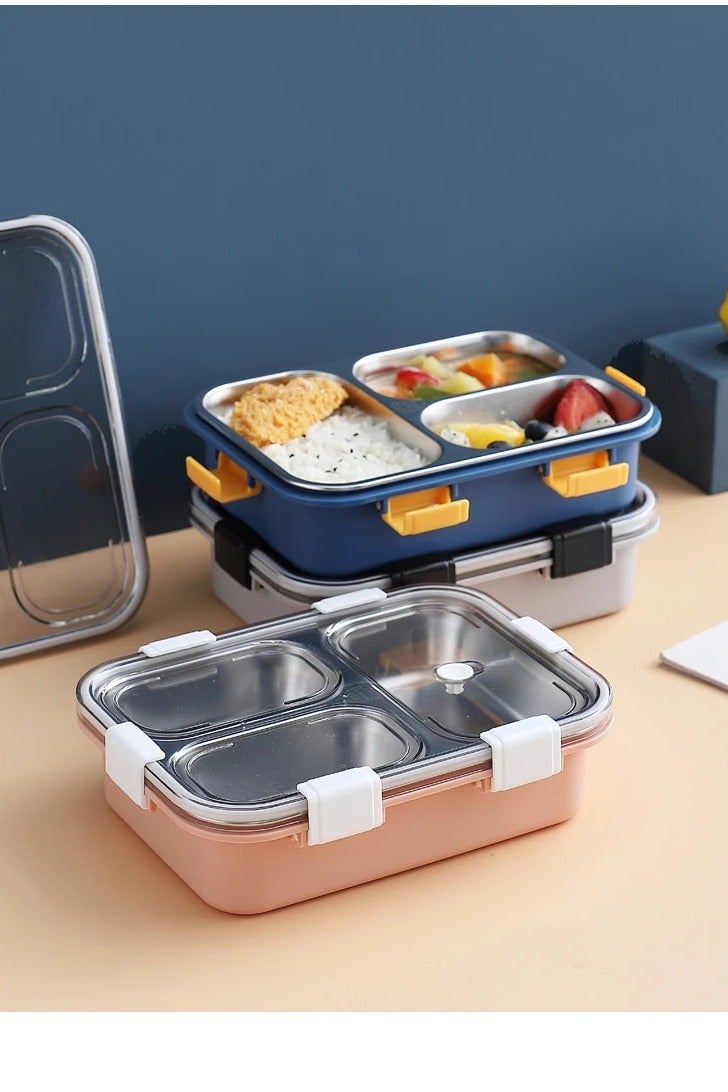 Laxson Eco-Friendly 3-Tier Stainless Steel Portable Lunch Box – 3 Compartments, Insulated, Leakproof, Microwavable, Thermos Warmer - Image 2