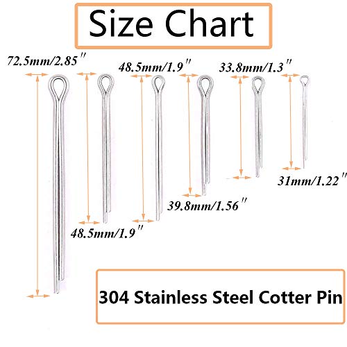 SpzcdZa 100pcs 304 Stainless Steel Cotter Pin Clip Key Fastner Fitting Assortment Kit for Automotive Mechanics Small Engine Repair，Automotive, Mechanics, Car Garage, Power Equipment, Cars, Trucks Law - Image 2