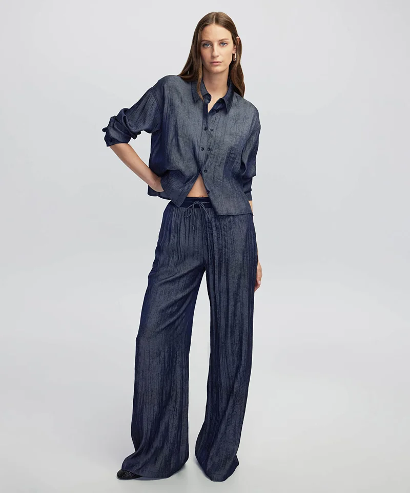 ابيكول Mixed Media Textured Trousers