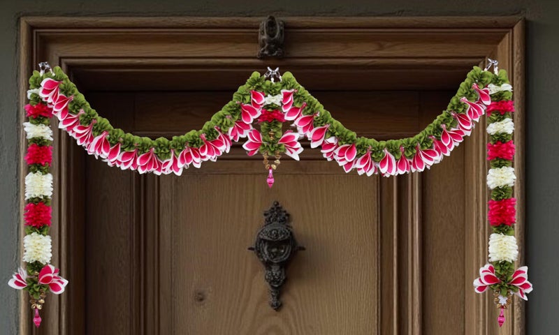 Daedal crafters Champa Door Set Toran for Main Door Entrance, Reusable Thoran for Mandir & Living Room Décor, Bandarwal for Festival Decoration, Flower Hanging for Home Décor (42x18 inch) - Image 1