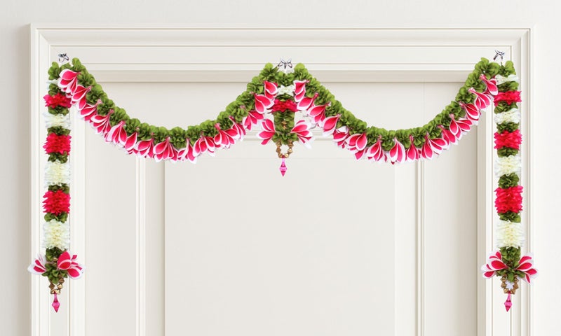 Daedal crafters Champa Door Set Toran for Main Door Entrance, Reusable Thoran for Mandir & Living Room Décor, Bandarwal for Festival Decoration, Flower Hanging for Home Décor (42x18 inch) - Image 2