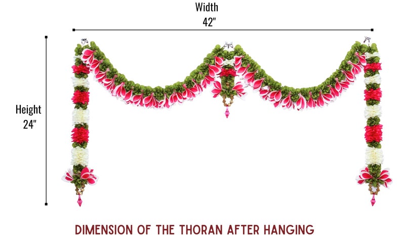 Daedal crafters Champa Door Set Toran for Main Door Entrance, Reusable Thoran for Mandir & Living Room Décor, Bandarwal for Festival Decoration, Flower Hanging for Home Décor (42x18 inch) - Image 4