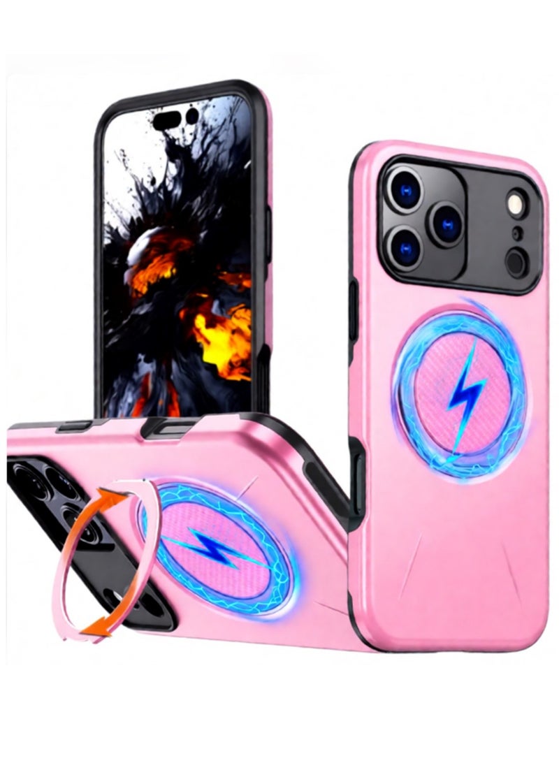 Abania iPhone 17 Pro Max Case Pink MagSafe Magnetic Phone Case Military Grade Shockproof Heavy Duty Case with Ring Stand Car Mount Compatible Anti Fingerprint Hybrid PC TPU Cover for iPhone 17 Pro Max - Image 1