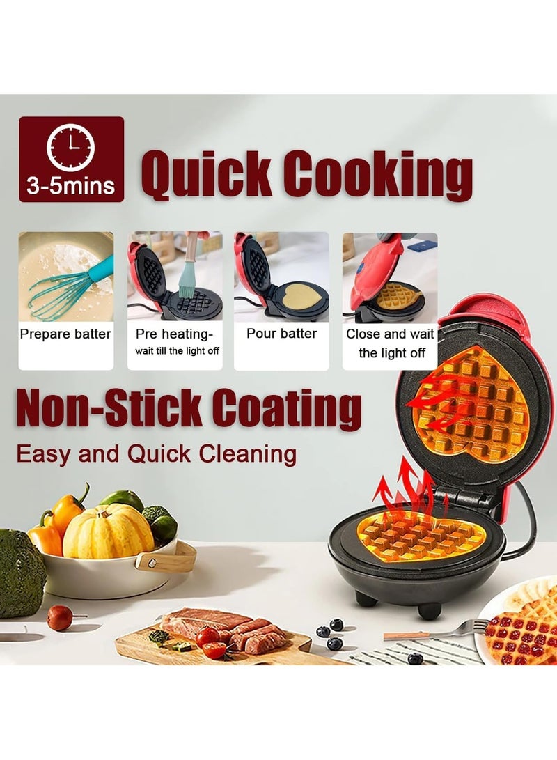 general Mini waffle maker, electric heart-shaped waffle maker, 4-inch non-stick frying pan, portable youth pancake maker, easy to clean, suitable for making snacks, sandwiches and eggs - Image 3