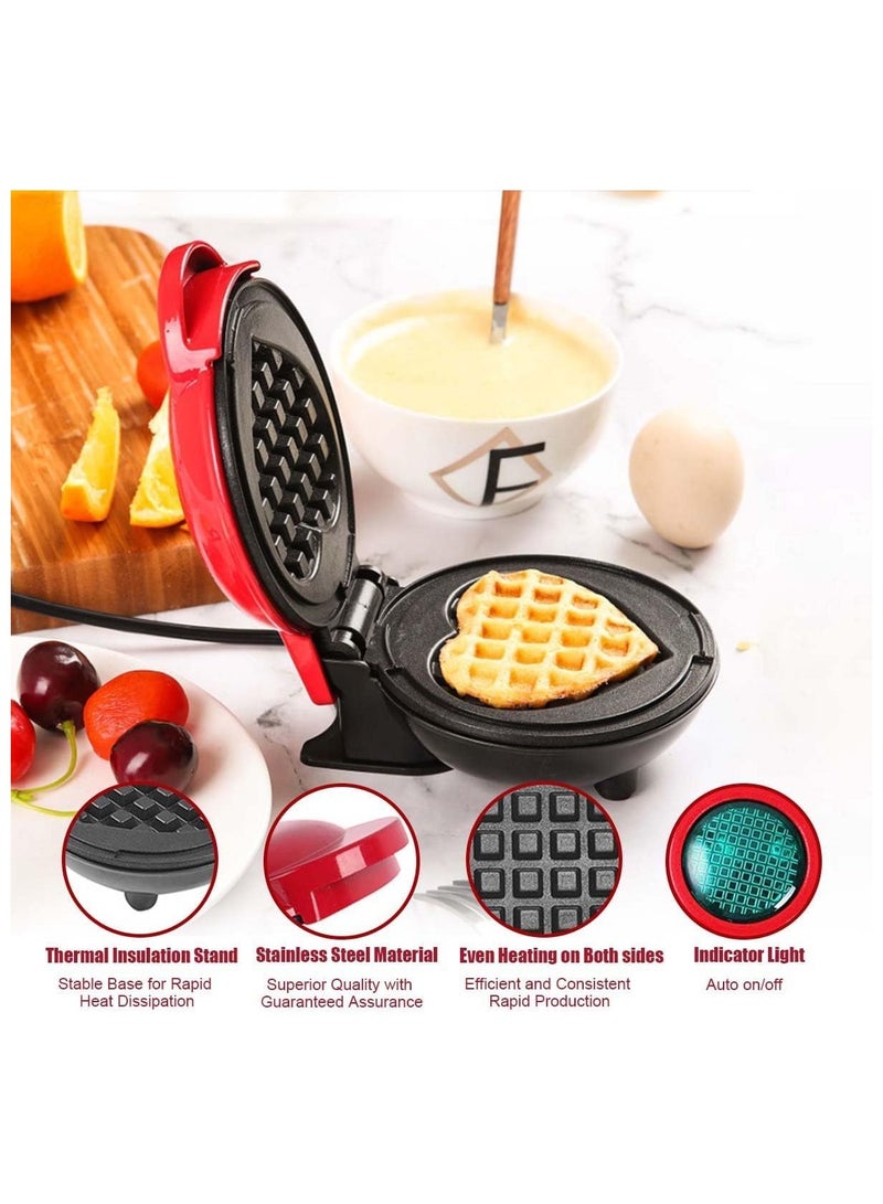 general Mini waffle maker, electric heart-shaped waffle maker, 4-inch non-stick frying pan, portable youth pancake maker, easy to clean, suitable for making snacks, sandwiches and eggs - Image 2
