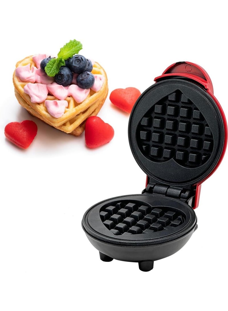general Mini waffle maker, electric heart-shaped waffle maker, 4-inch non-stick frying pan, portable youth pancake maker, easy to clean, suitable for making snacks, sandwiches and eggs - Image 1