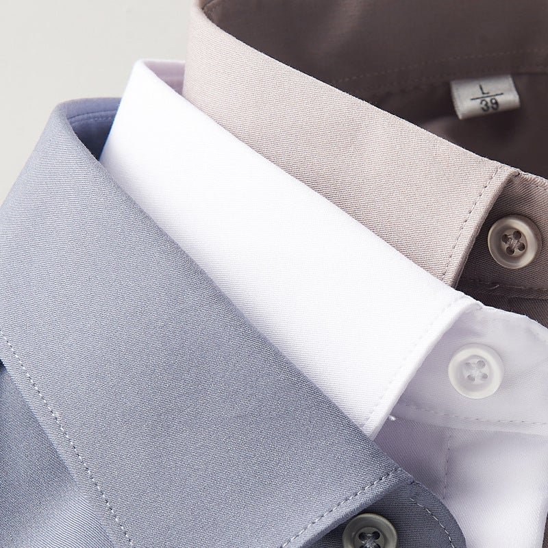 Fleece-lined shirt mens autumn and winter thickened warm Mens new shirt inner base shirt team work clothes customization White - Image 5