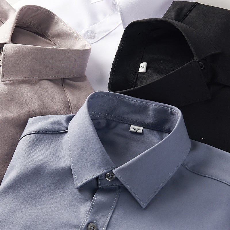 Fleece-lined shirt mens autumn and winter thickened warm Mens new shirt inner base shirt team work clothes customization White - Image 4