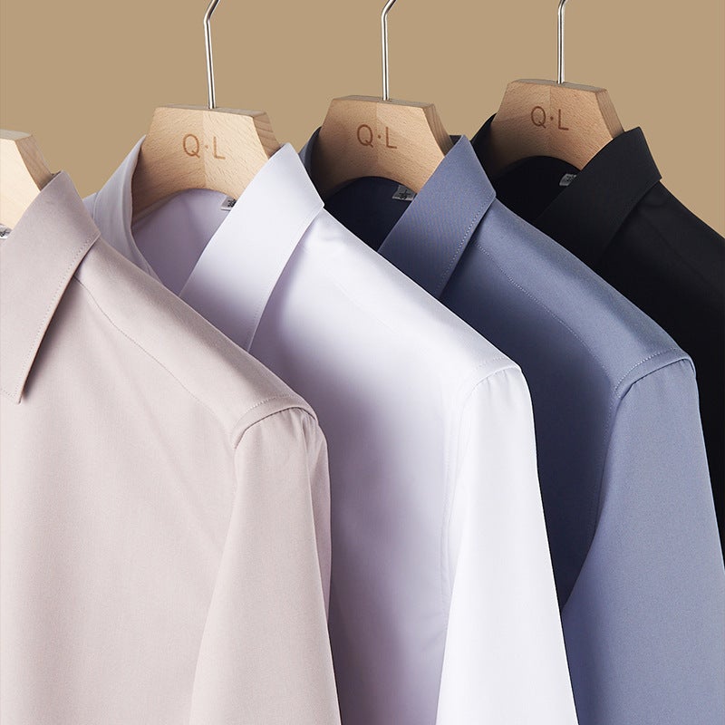 Fleece-lined shirt mens autumn and winter thickened warm Mens new shirt inner base shirt team work clothes customization White - Image 3