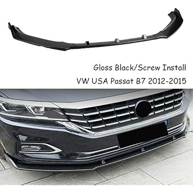 MUTUSAISI Bright Black Front Bumper 3-Stage Lip Spoiler Fit For Compatible with VW USA Passat B7 2012-2015 - Image 2