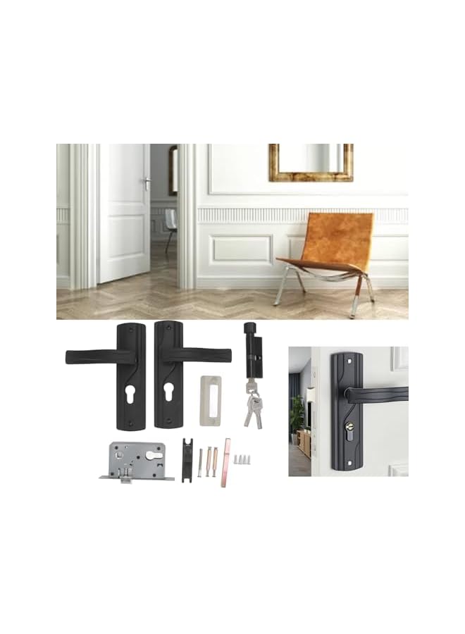 promass Door Handle with Lock,Manganese Steel Silent Bearing Universal Door Lever Lock Set with Keys for Home Bedroom - Image 3