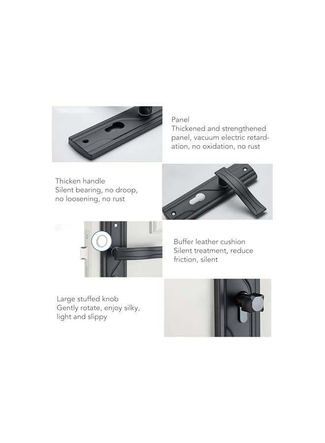promass Door Handle with Lock,Manganese Steel Silent Bearing Universal Door Lever Lock Set with Keys for Home Bedroom - Image 2