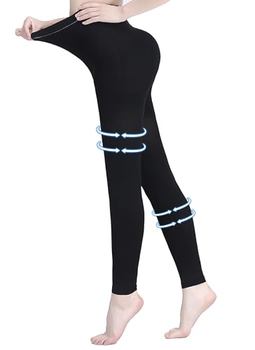AMZAM® Medical Compression Pantyhose for Women & Men, 15-20 mmHg Graduated Compression Leggings, Opaque Footless Waist High Compression Stockings for Edema, Varicose Veins, Post Surgery,Black L - Image 2