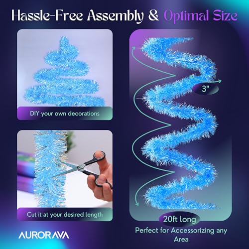 Aurorava Tinsel Garland Christmas Ornaments – Premium Polar Light Film Garlands for Decoration – Multiple Colors Reflective Christmas Party Decor - Image 4