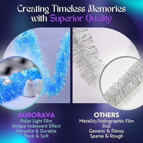 Aurorava Tinsel Garland Christmas Ornaments – Premium Polar Light Film Garlands for Decoration – Multiple Colors Reflective Christmas Party Decor - Image 3