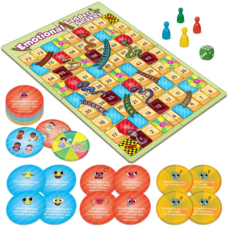Broytain Emotional Board Games for KidsLadders and Snakes Board GameLearning ResourcesSocial Skills Emotional Regulation Toys for ToddlersClassroom Travel Indoor Outdoor Family Games - Image 3