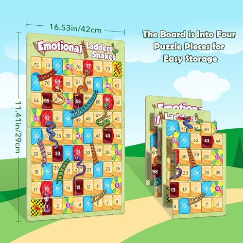 Broytain Emotional Board Games for KidsLadders and Snakes Board GameLearning ResourcesSocial Skills Emotional Regulation Toys for ToddlersClassroom Travel Indoor Outdoor Family Games - Image 5