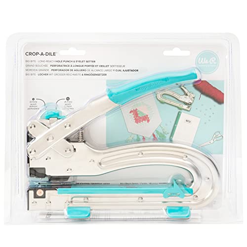 We R Memory Keepers Crop-A-Dile 2 - Big Bite Blue, Heavy Duty Single Hole Punch and Eyelet Grommet Setter with Ergonomical Grip, 1/8 or 3/16 inch Hole Puncher - Image 1