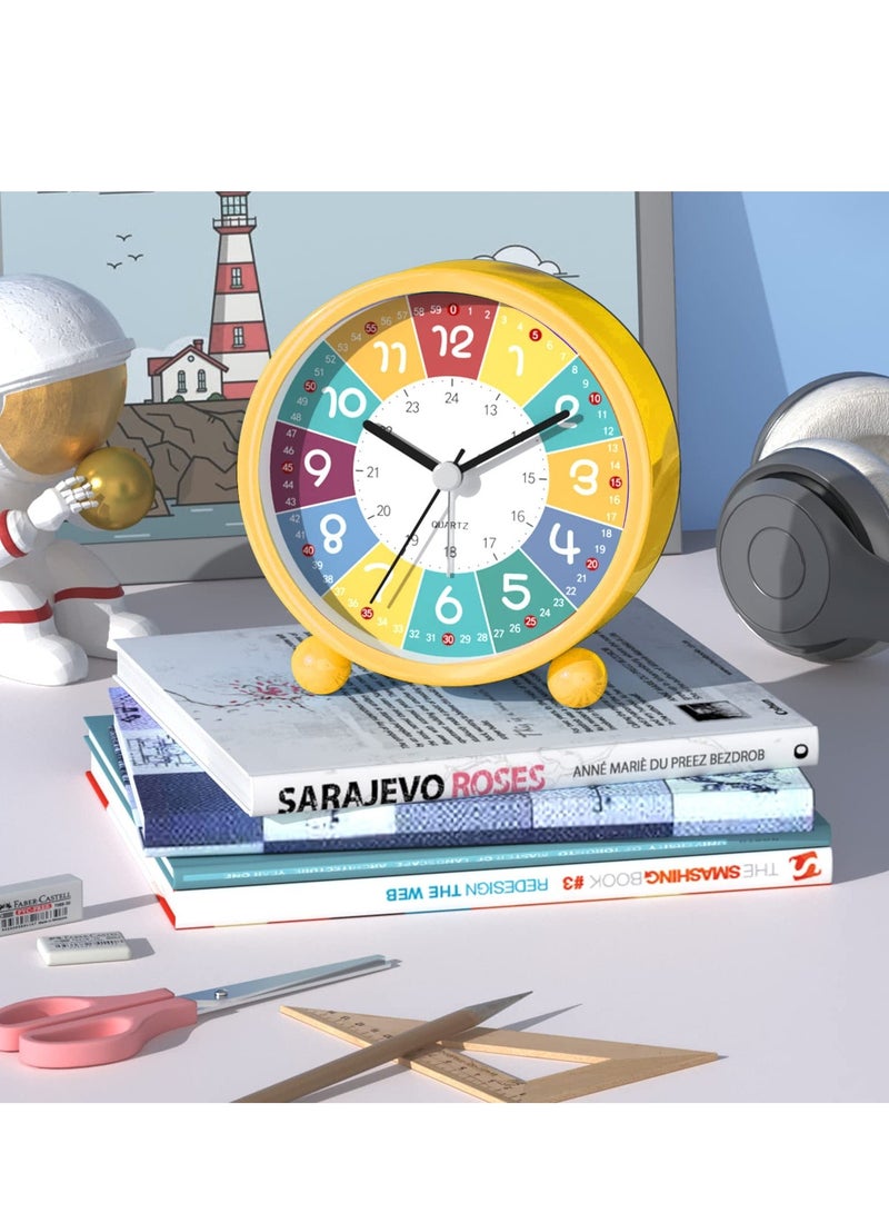 Children's Alarm Clock, Silent Alarm Clocks with Night Light, 3 Inch Cartoon Alarm Clock, Children's Sleep Trainer Clock, Battery Operated Alarm Clock for Children's Bedroom  - Image 2