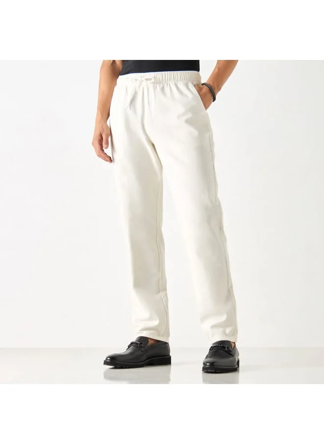 Iconic Iconic Solid Joggers with Drawstring Closure and Pockets