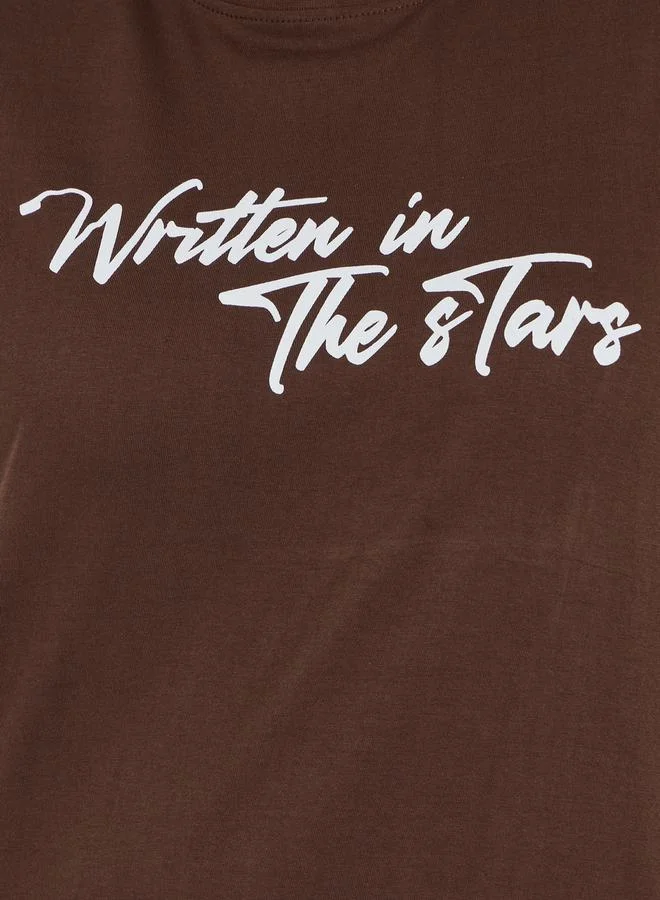 Styli Plus Size Slogan Print Round Neck T-Shirt
