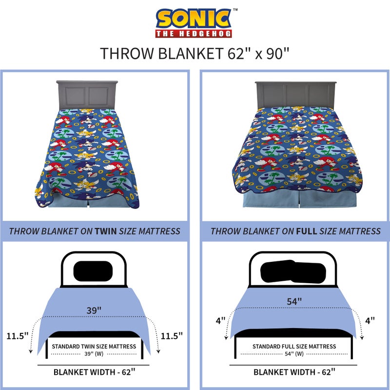Franco Kids Bedding Super Soft Plush Throw Blanket, 62 in x 90 in, Sonic The Hedgehog, Anime - Image 5