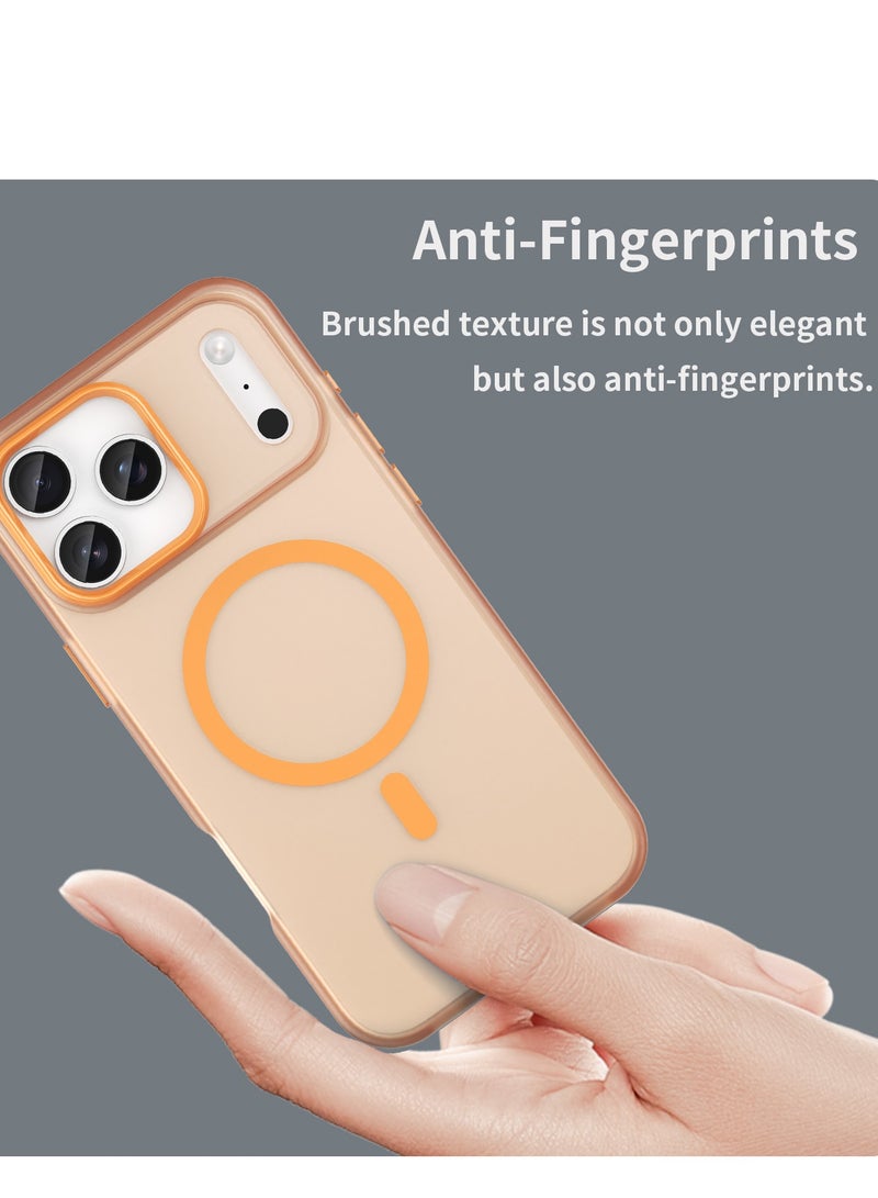 Abania iPhone 17 Pro Case MagSafe Magnetic Phone Case Translucent Brushed Matte Orange Case Military Grade Shockproof Anti Fingerprint Slim Cover for iPhone 17 Pro - Image 4