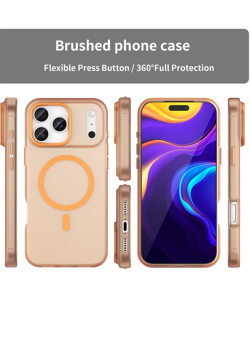 Abania iPhone 17 Pro Case MagSafe Magnetic Phone Case Translucent Brushed Matte Orange Case Military Grade Shockproof Anti Fingerprint Slim Cover for iPhone 17 Pro - Image 2