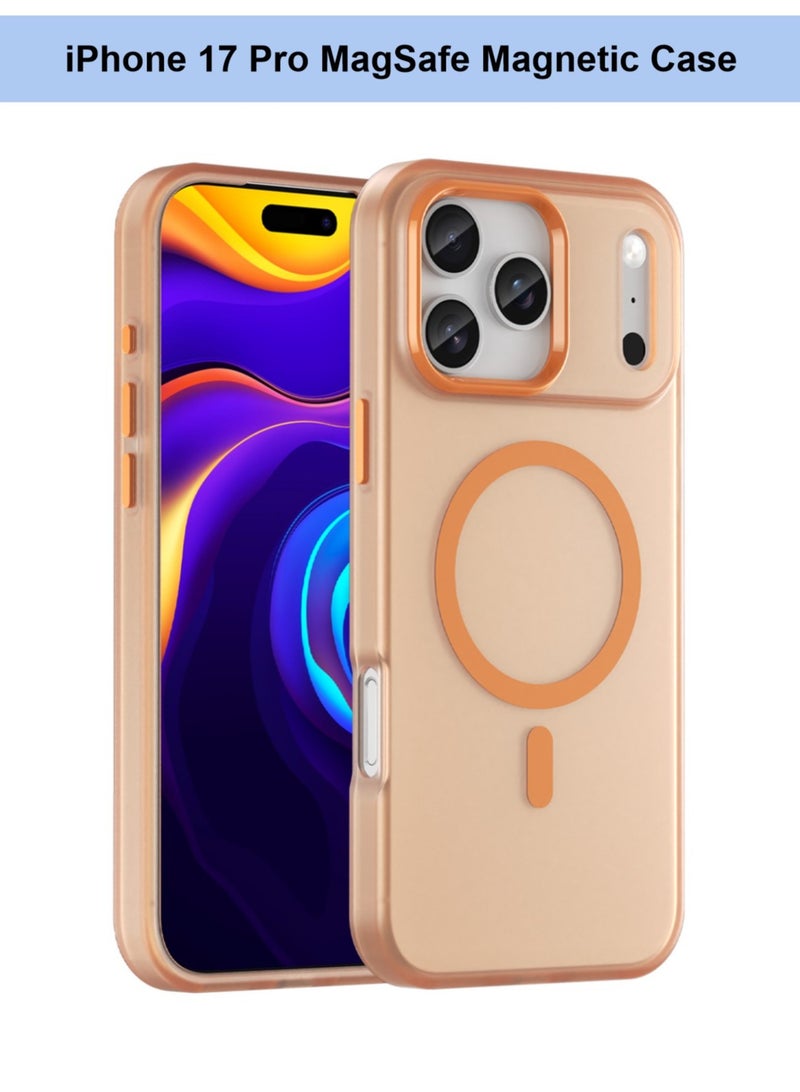 Abania iPhone 17 Pro Case MagSafe Magnetic Phone Case Translucent Brushed Matte Orange Case Military Grade Shockproof Anti Fingerprint Slim Cover for iPhone 17 Pro - Image 1