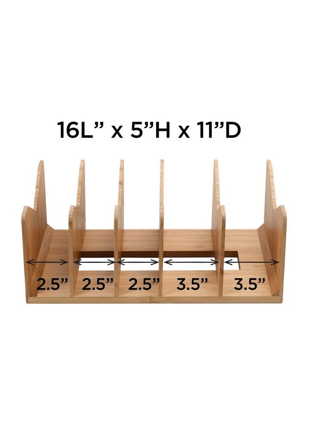 MobileVision Bamboo Paper Holder And Label Organizer Dividers For Office Organization And Storage 5 Wide Dividers For Books Binders Files Boxed Labels And More - Image 2