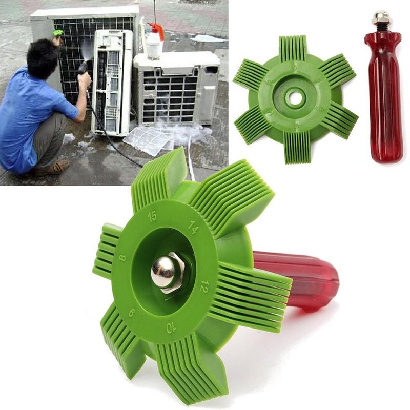 Green Universal Car Ac Radiator Condenser Fin Repair Comb Cleaner For Auto Cooling System - Image 1