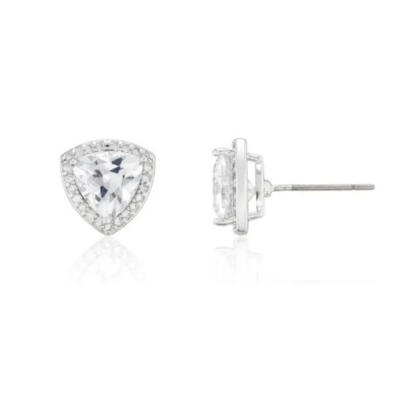باكلي لندن BUCKLEY LONDON THE CARAT COLLECTION - CLEAR TRILLION HALO EARRINGS
