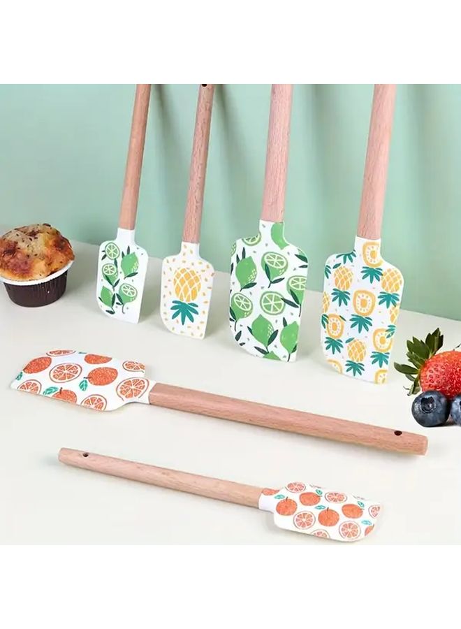 Lemon Pattern Cake Scrapers Set 2 Pcs Large Small Cream Spatulas Kitchen Baking Tools - Image 1