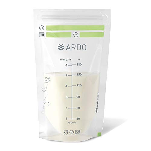 Ardo Easy Store - 50 Extra-Strong Breast Milk Storage Bags for Fridge and Freezer (180ml, 6 fl.oz.), with Easy-to-Read Scaling, 50 Bags, Stackable and Self-Standing - Image 3