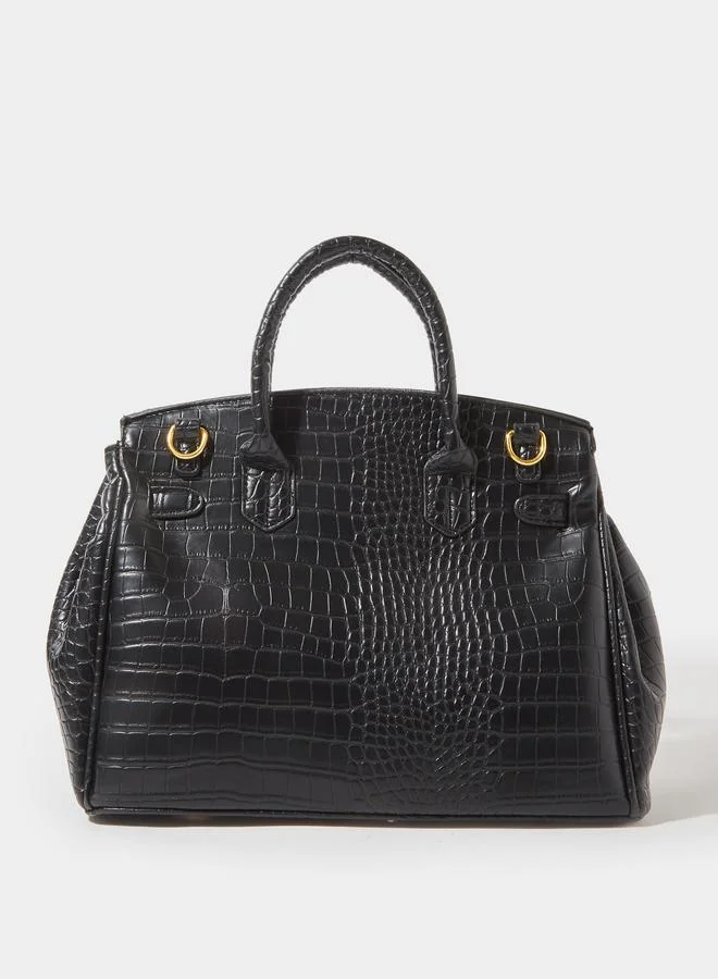 ستايلي Dual Strap Handle Bag with Lock Accent