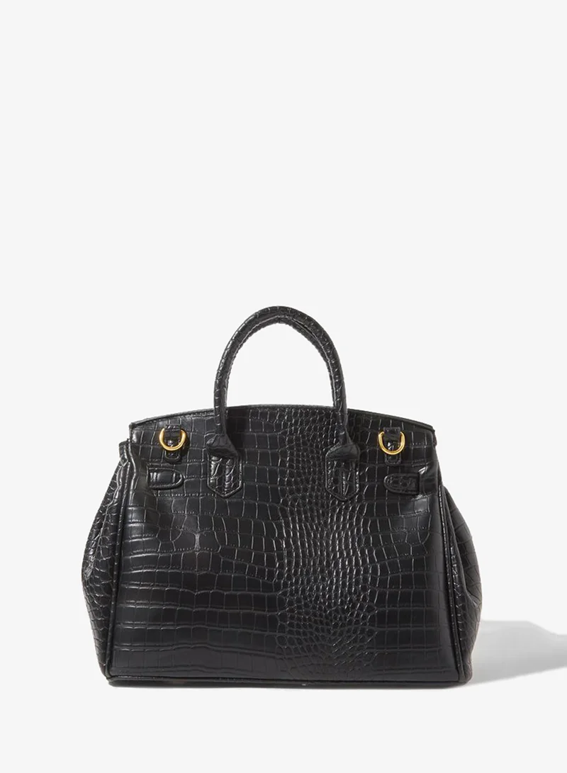 Styli Dual Strap Handle Bag with Lock Accent
