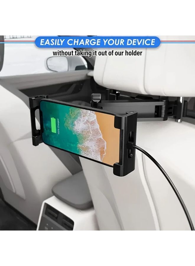 Black Car Rear Headrest Tablet Holder Adjustable for 4 7 to 12 9 Inch Devices Road Trip Safe - Image 5
