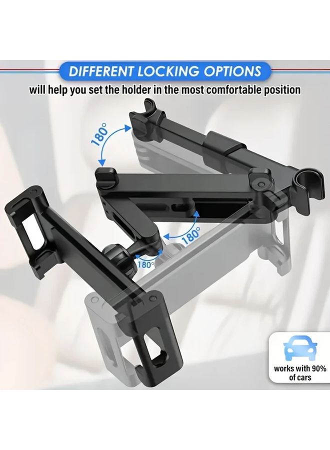 Black Car Rear Headrest Tablet Holder Adjustable for 4 7 to 12 9 Inch Devices Road Trip Safe - Image 4