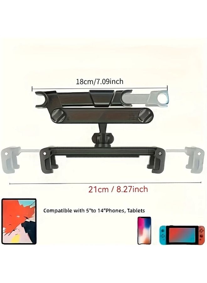 Black Car Rear Headrest Tablet Holder Adjustable for 4 7 to 12 9 Inch Devices Road Trip Safe - Image 3