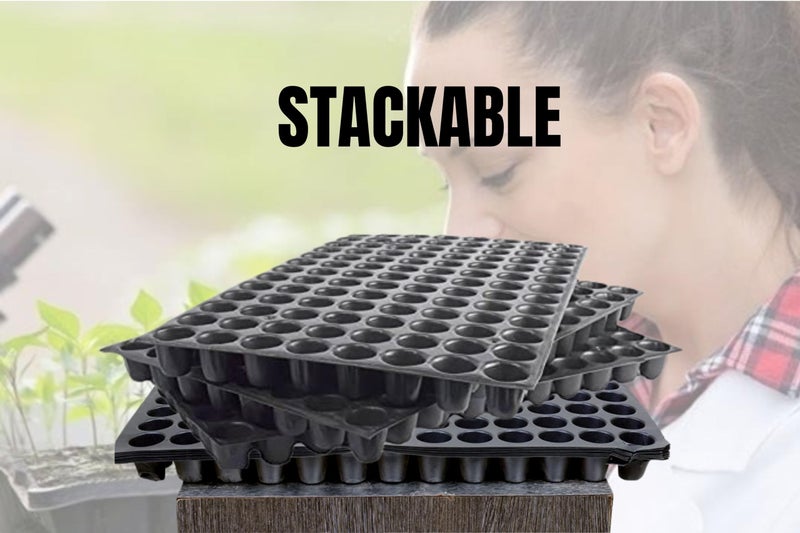 Halsey Germination Seedling Trays -Black,104 Holes Germination Tray for Seedling, Nursery Tray for Plants, Reusable Tray for Garden Plantation (Pack of 100 Trays) - Image 3
