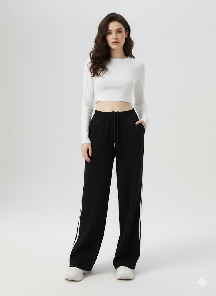 FASHA Women Joggers – High Waist Cotton Track Pants with Pockets | Gym Jogger Pants for Women | Casual Travel Lounge Wear Black - Image 4