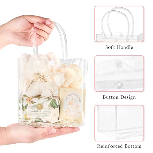 Mauproy 30 Pack Clear Gift Bags with Handles, Party Favor Bags with Ribbons and Tags, Reusable Goodie Tote Bags for Wedding Baby Shower Halloween (5.9” x 6.3” x 2.8") - Image 3
