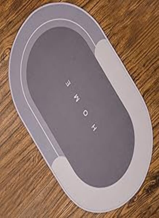 Wearslim® Premium Non-Slip Door Mat | Designer Oval Shape Floor mat | PVC Quick Dry, Washable Rugs for Home Size (50 x 80cm) Color-Grey
