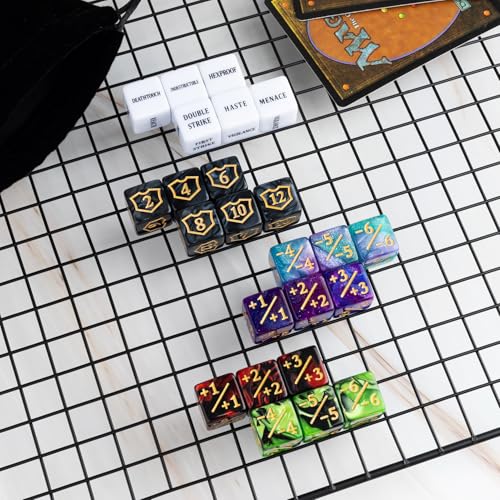 LAMJAM 63 Pieces MTG Dice Counters Bulk Ability Keywords MTG Tokens Shield Life Counter 6 Sided Dice Set for Magic The Gathering,TCG,Cards Gaming Accessories - Image 4